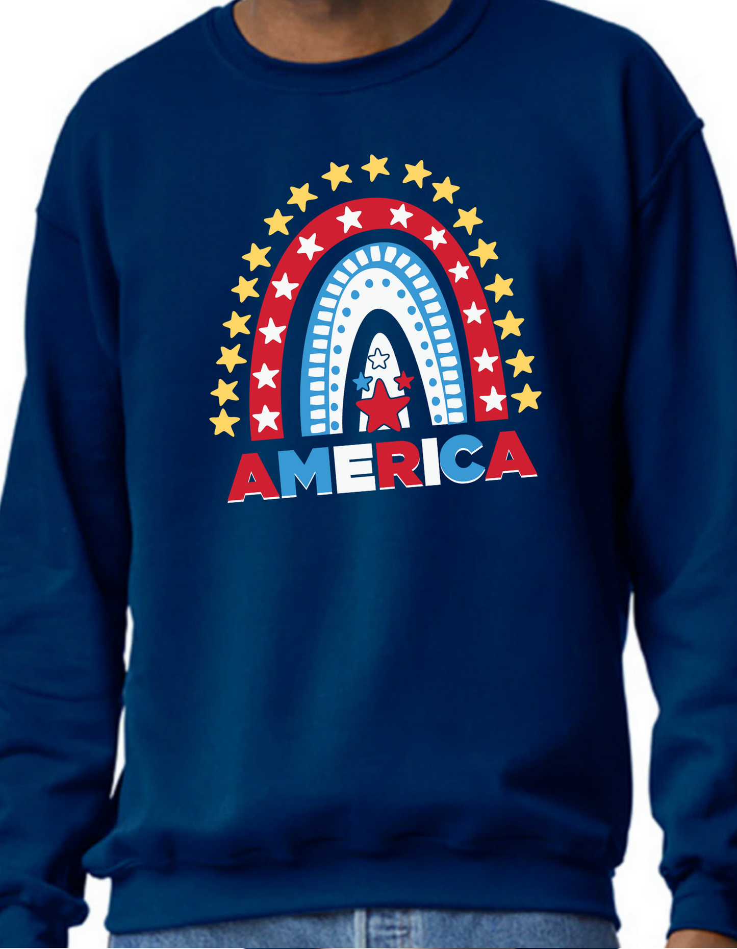 America Rainbow Crewneck