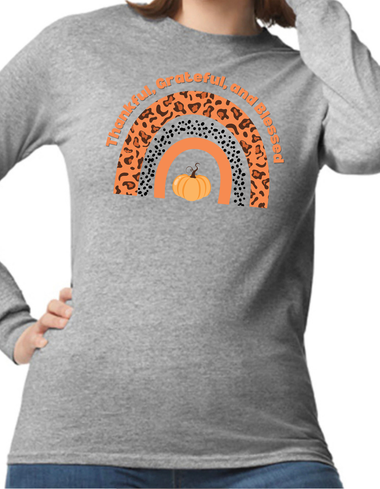 Thankful, Grateful, and Blessed Rainbow Longsleeve