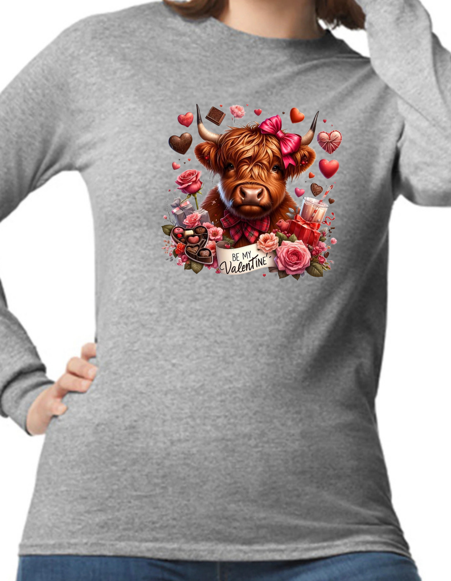 Valentine Highland Cow Longsleeve
