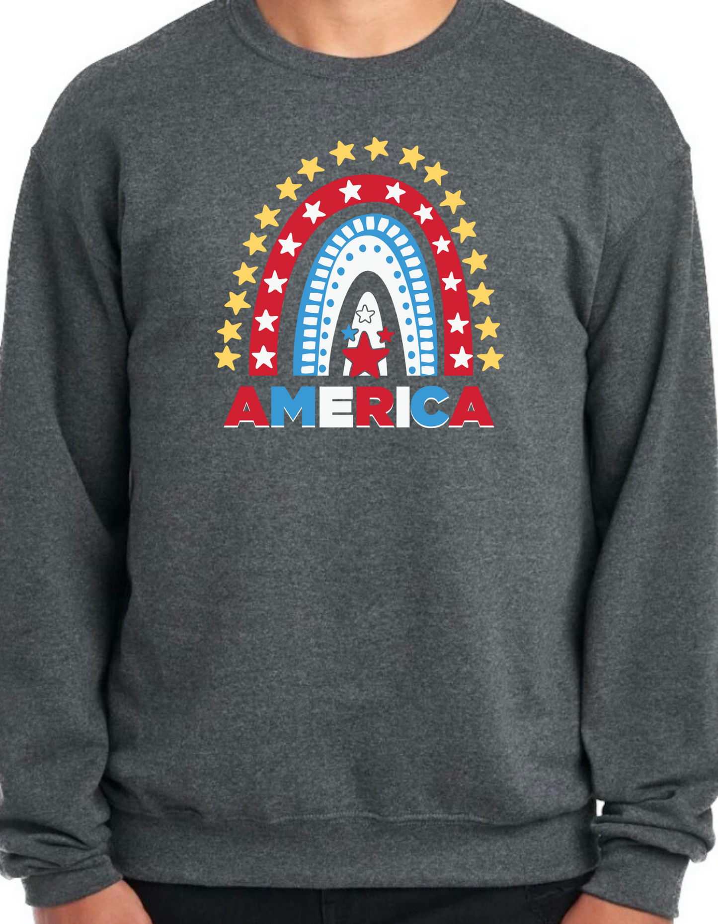 America Rainbow Crewneck