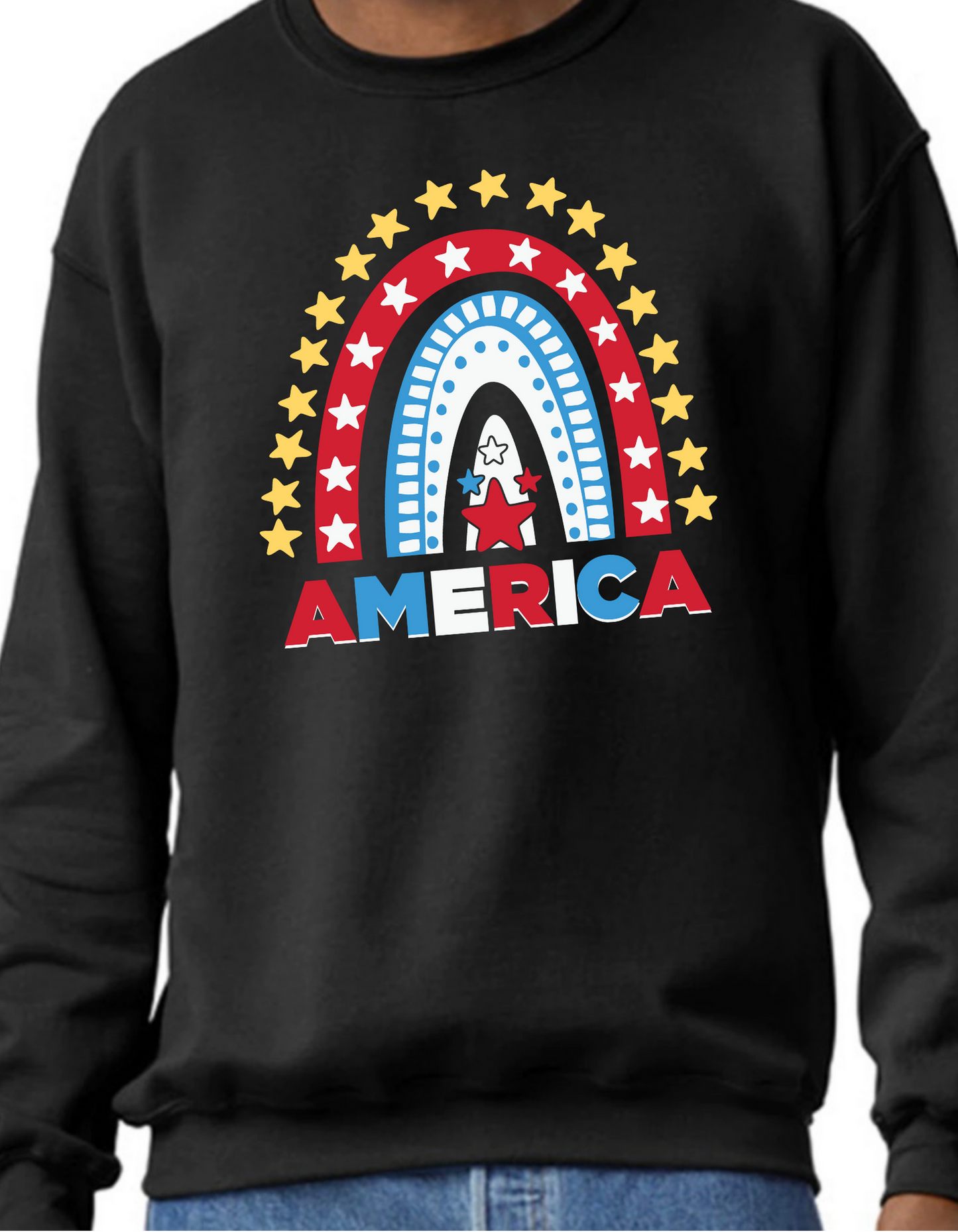 America Rainbow Crewneck