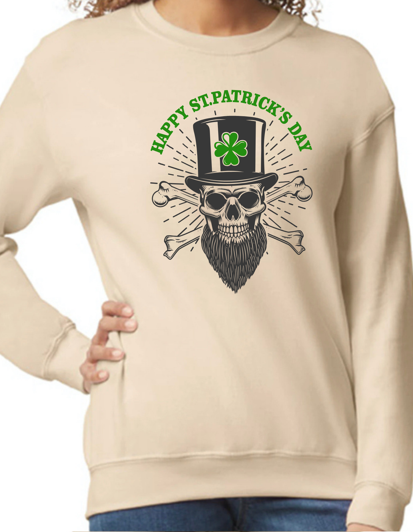 Happy St. Patrick’s Day Skull Crewneck