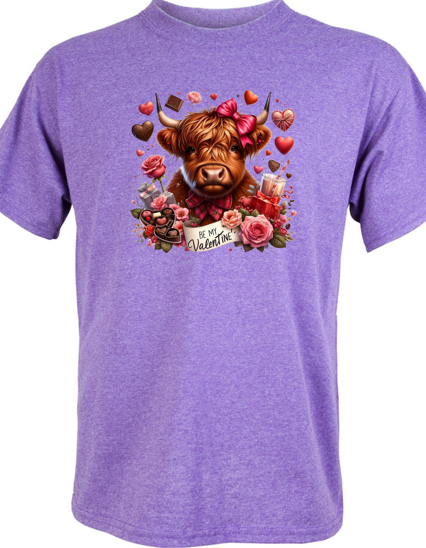 Valentine Highland Cow Graphic Tee