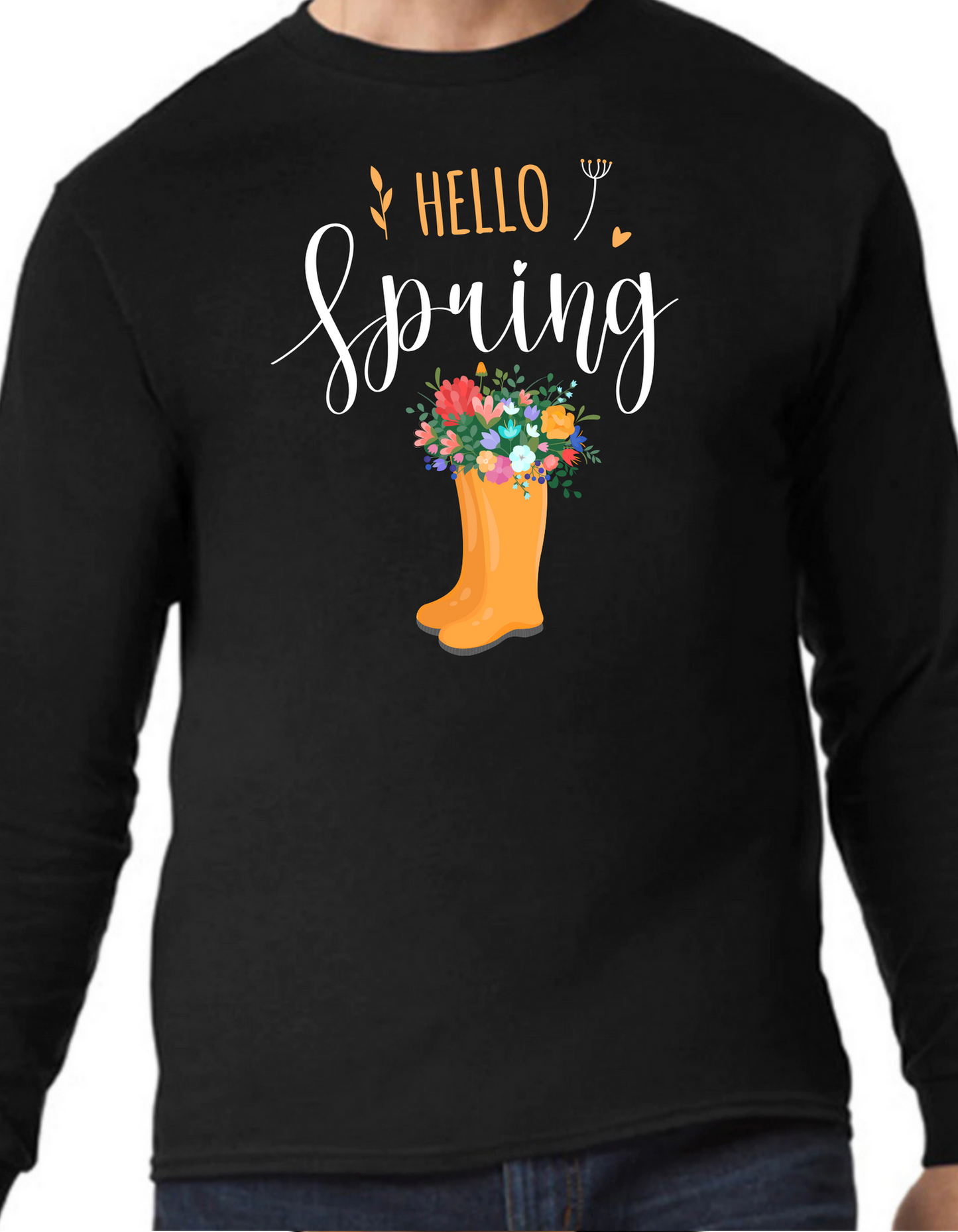 Hello Spring Rainboots Longsleeve