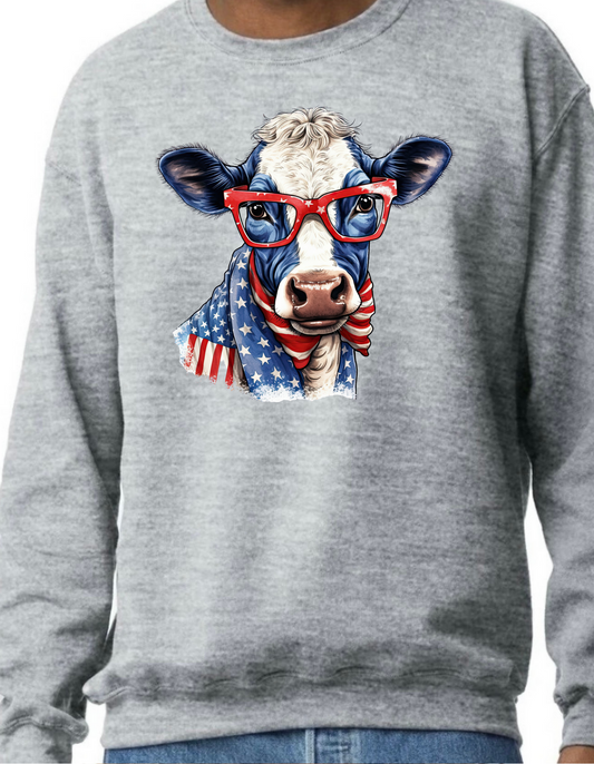 Patriotic Cow Crewneck