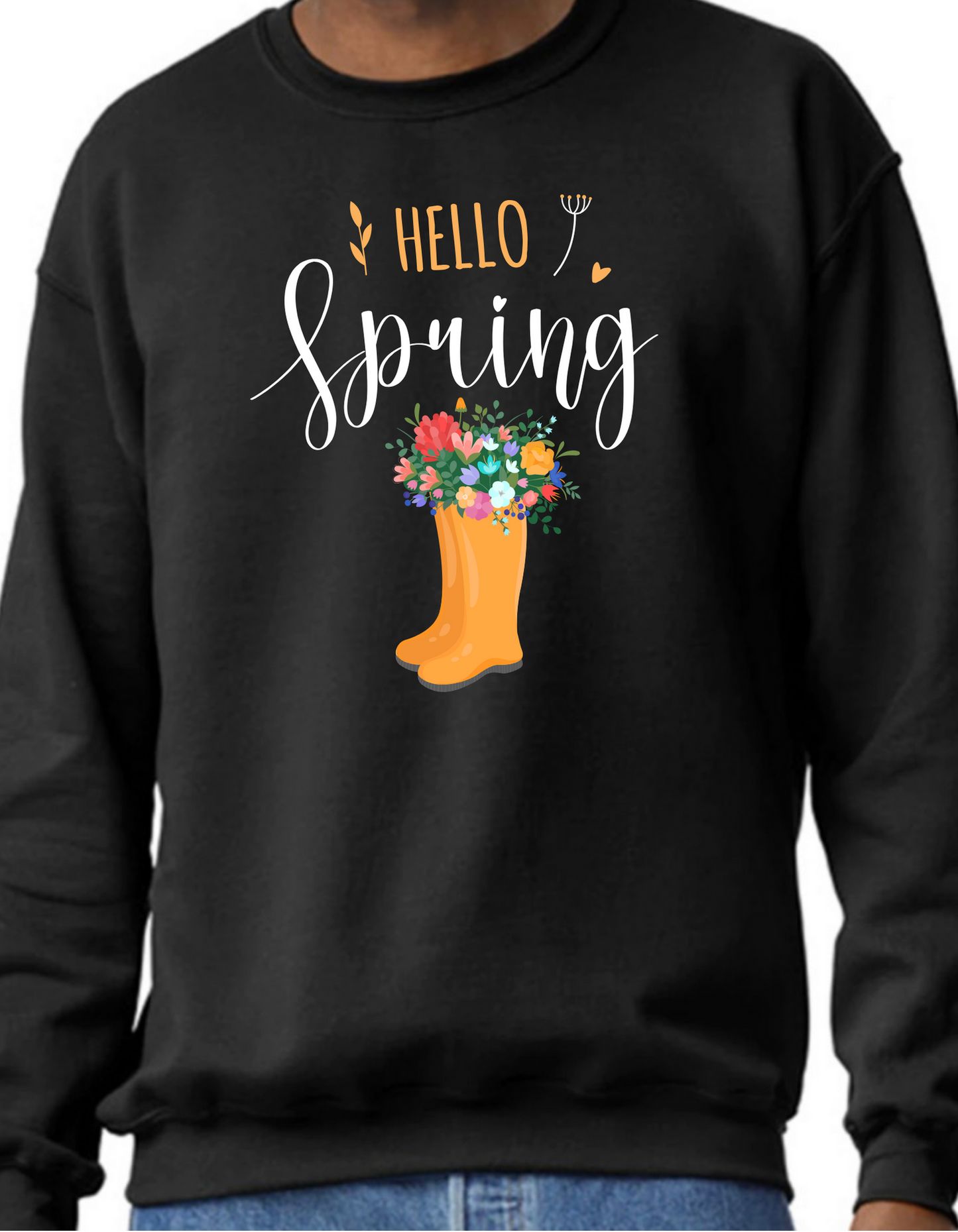 Hello Spring Rainboots Crewneck