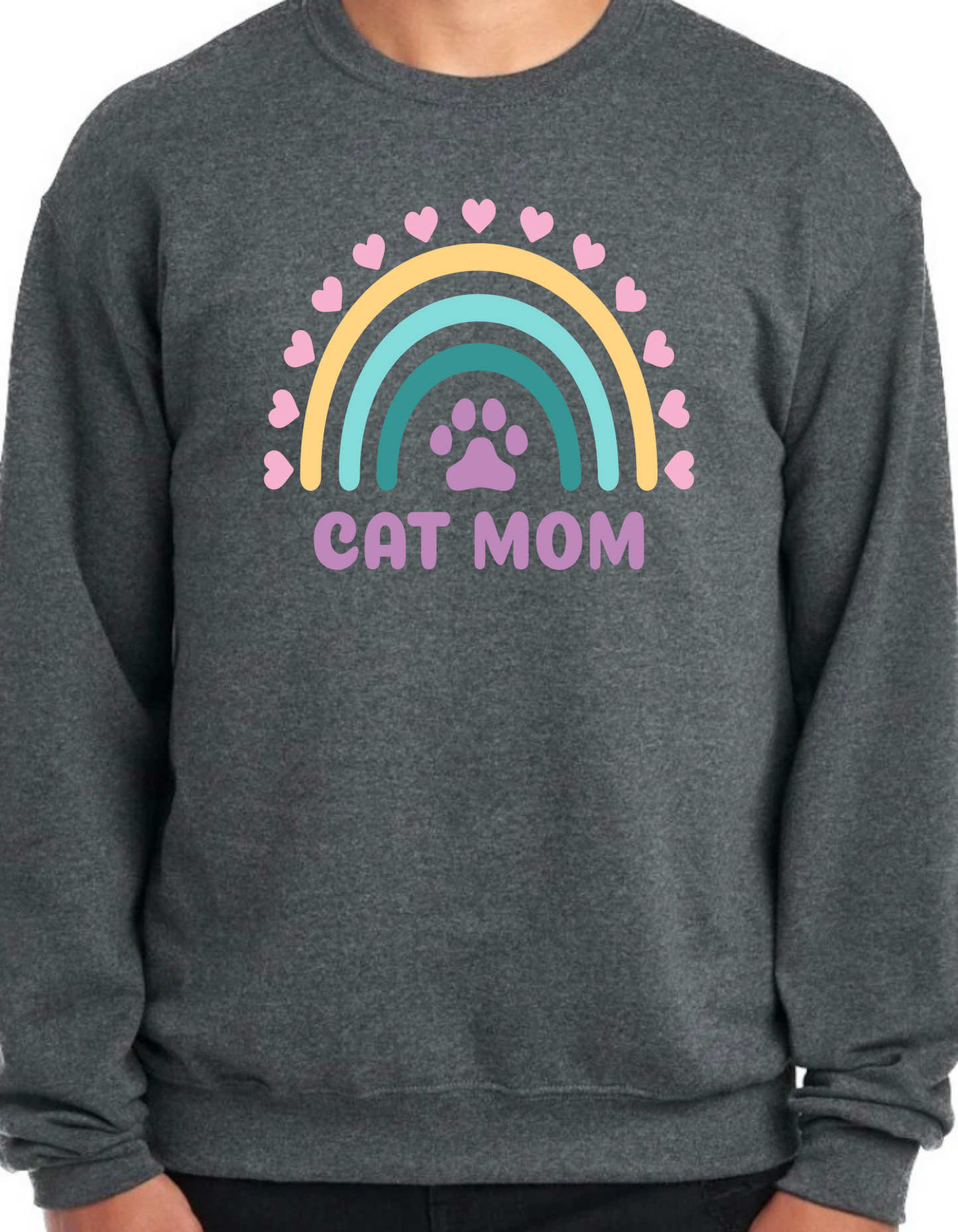 Cat Mom Rainbow Crewneck