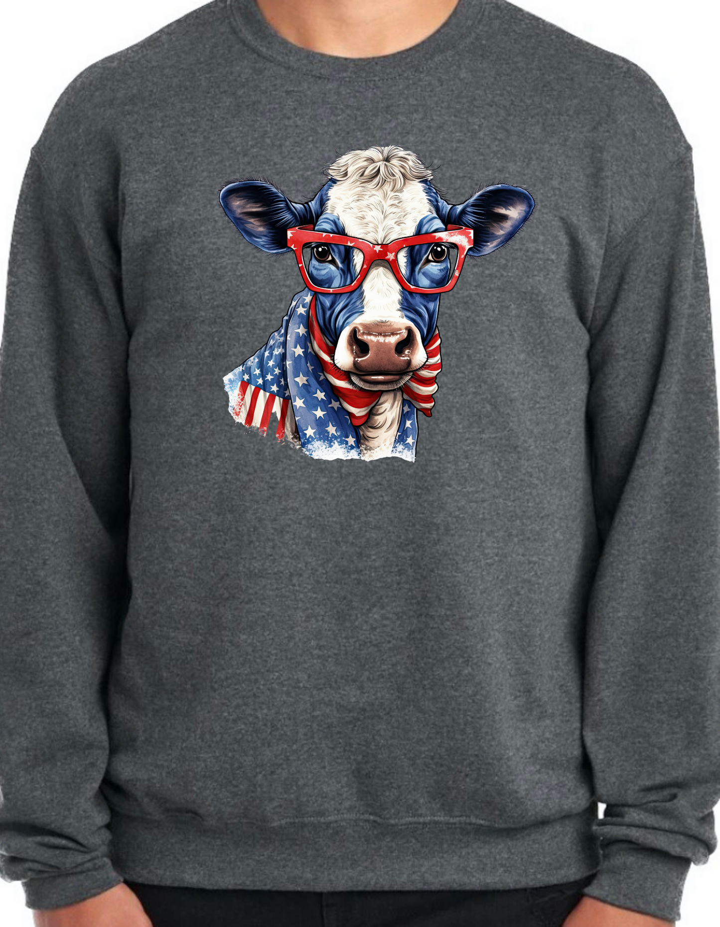 Patriotic Cow Crewneck