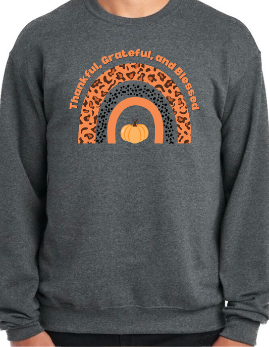 Thankful, Grateful, and Blessed Rainbow Crewneck