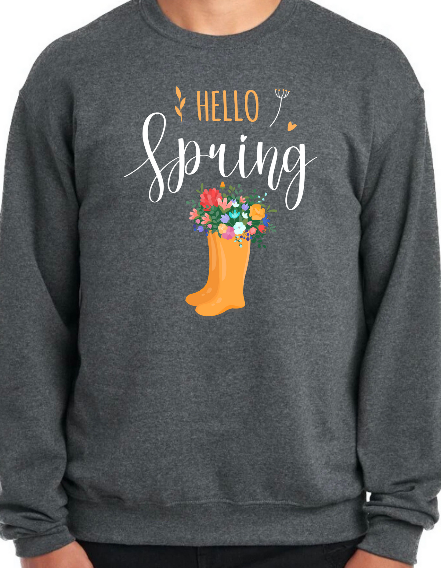 Hello Spring Rainboots Crewneck