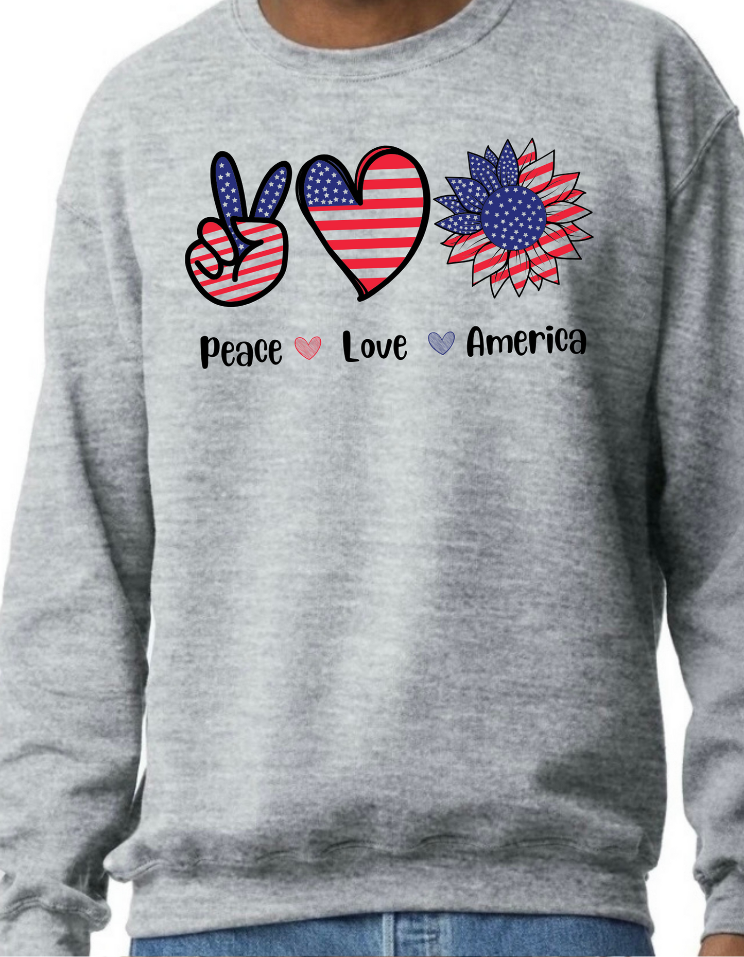 Peace, Love, America Crewneck