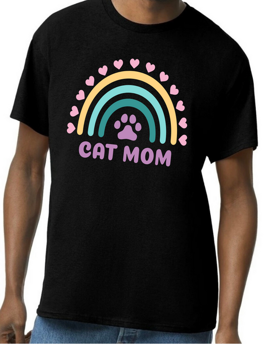Cat Mom Rainbow Graphic Tee