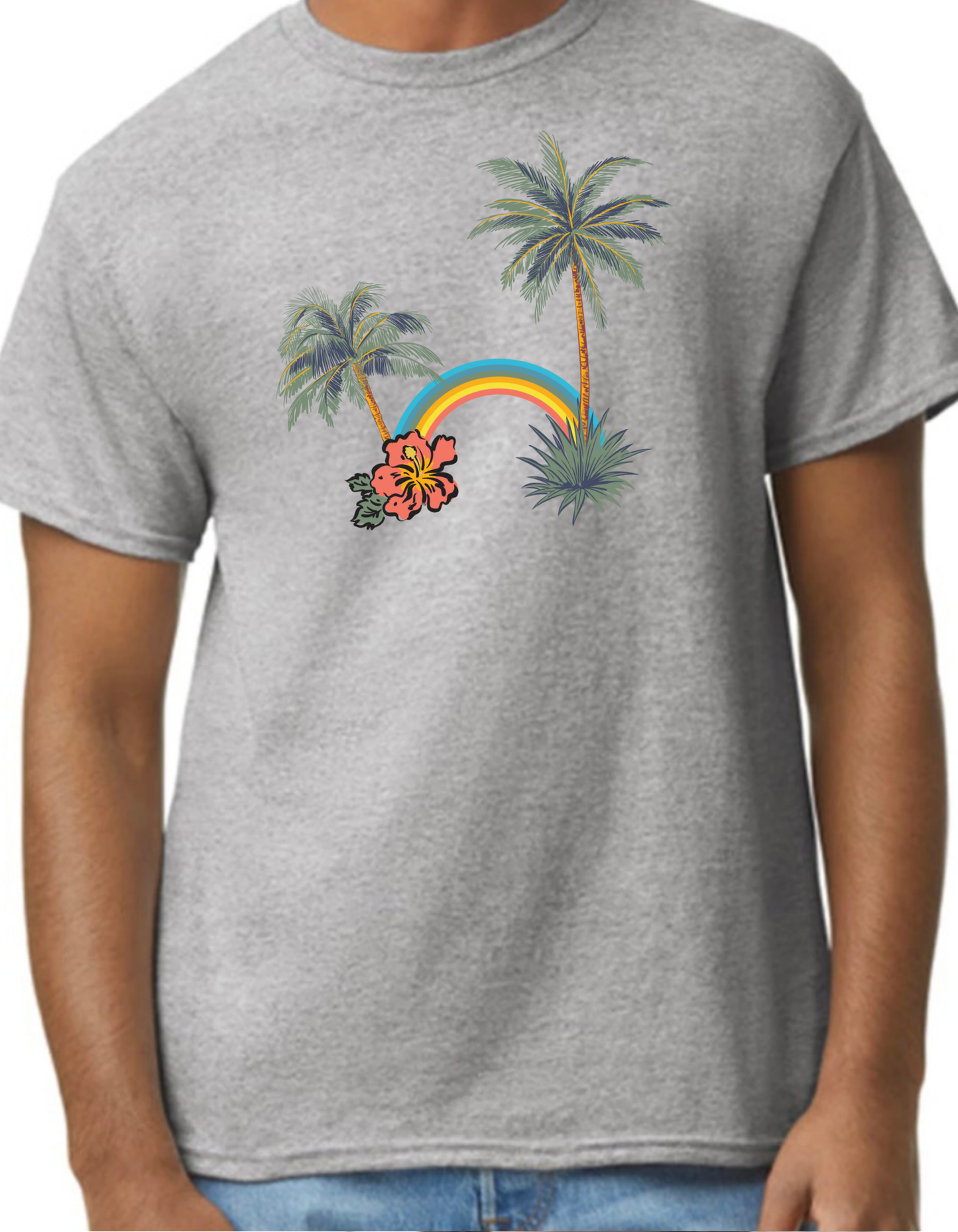 Palm Tree Rainbow Graphic Tee