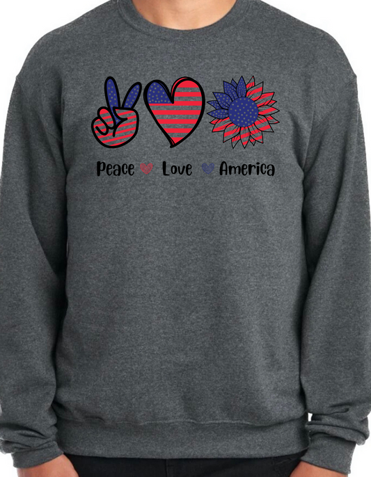 Peace, Love, America Crewneck