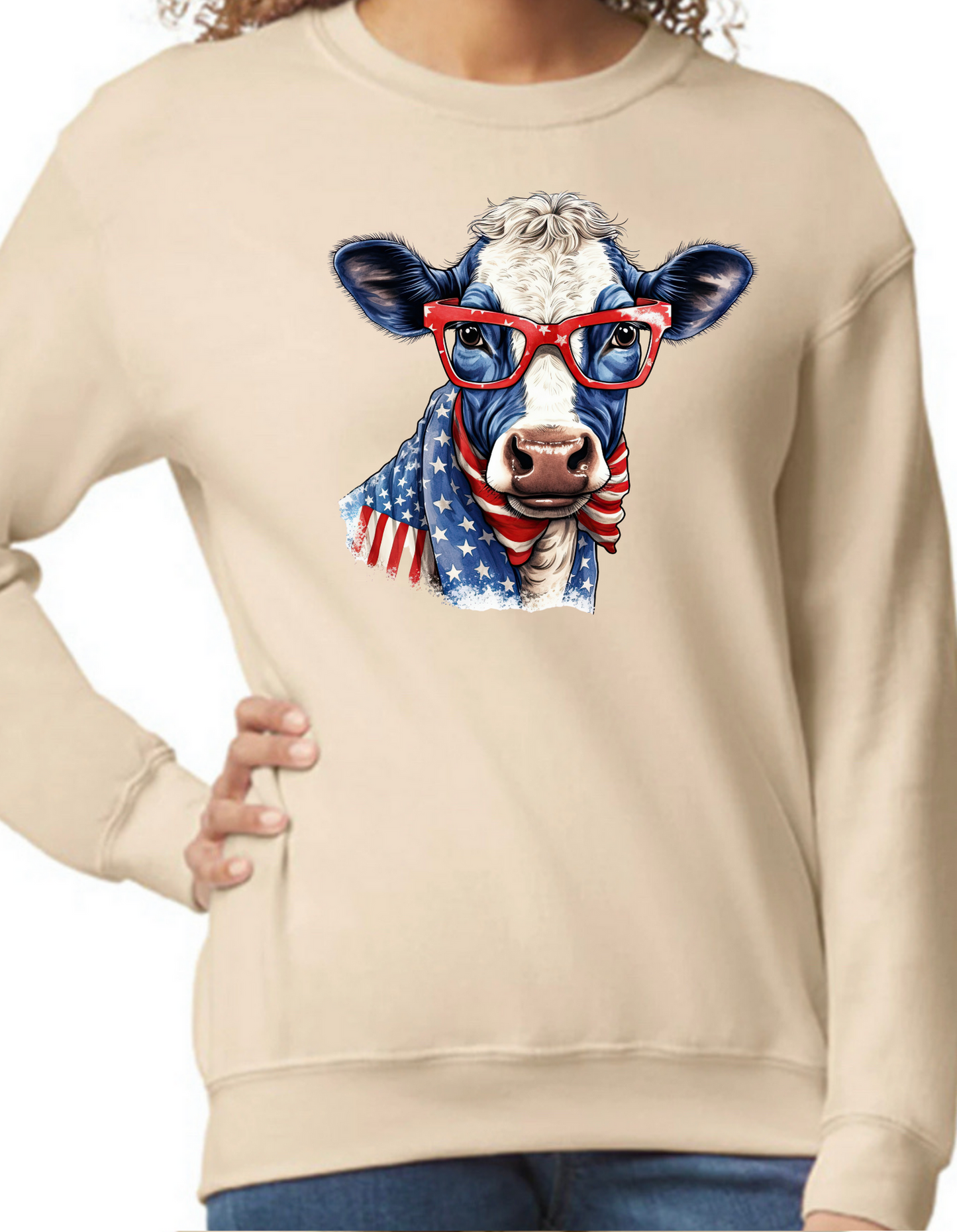 Patriotic Cow Crewneck