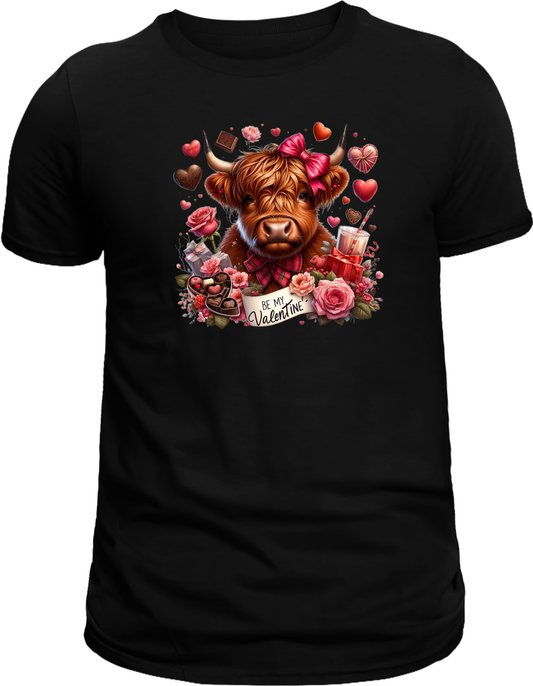 Valentine Highland Cow Graphic Tee