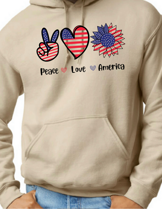 Peace, Love, America Hoodie