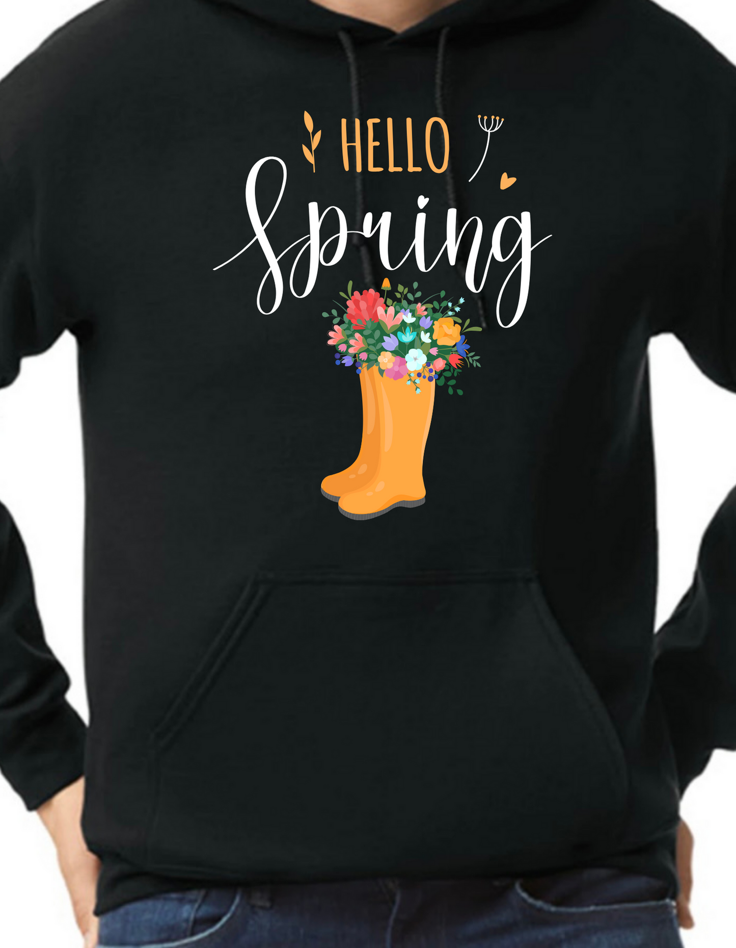 Hello Spring Rainboots Hoodie