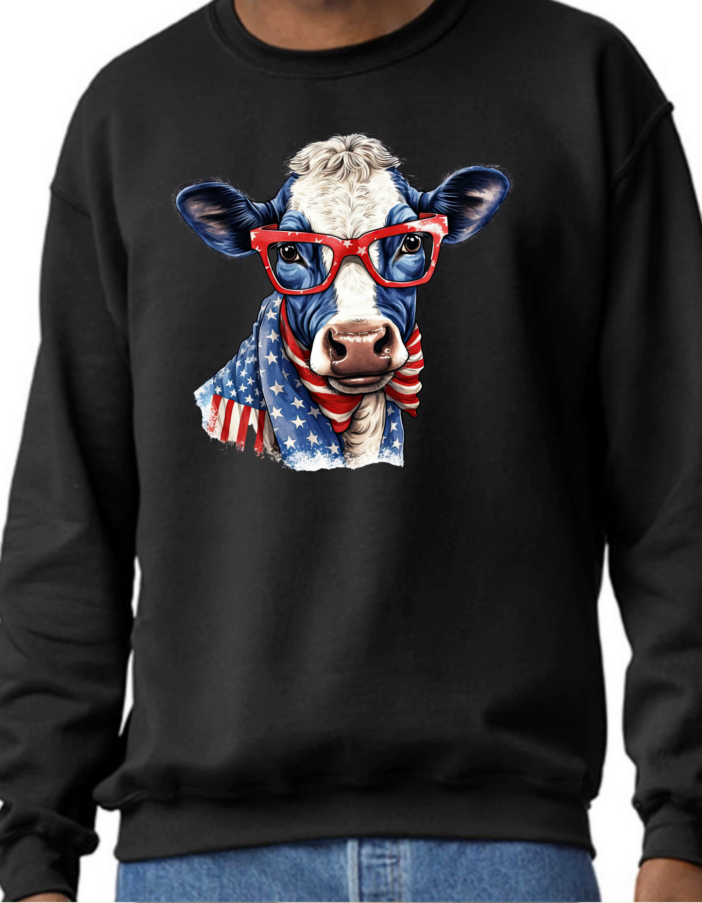 Patriotic Cow Crewneck