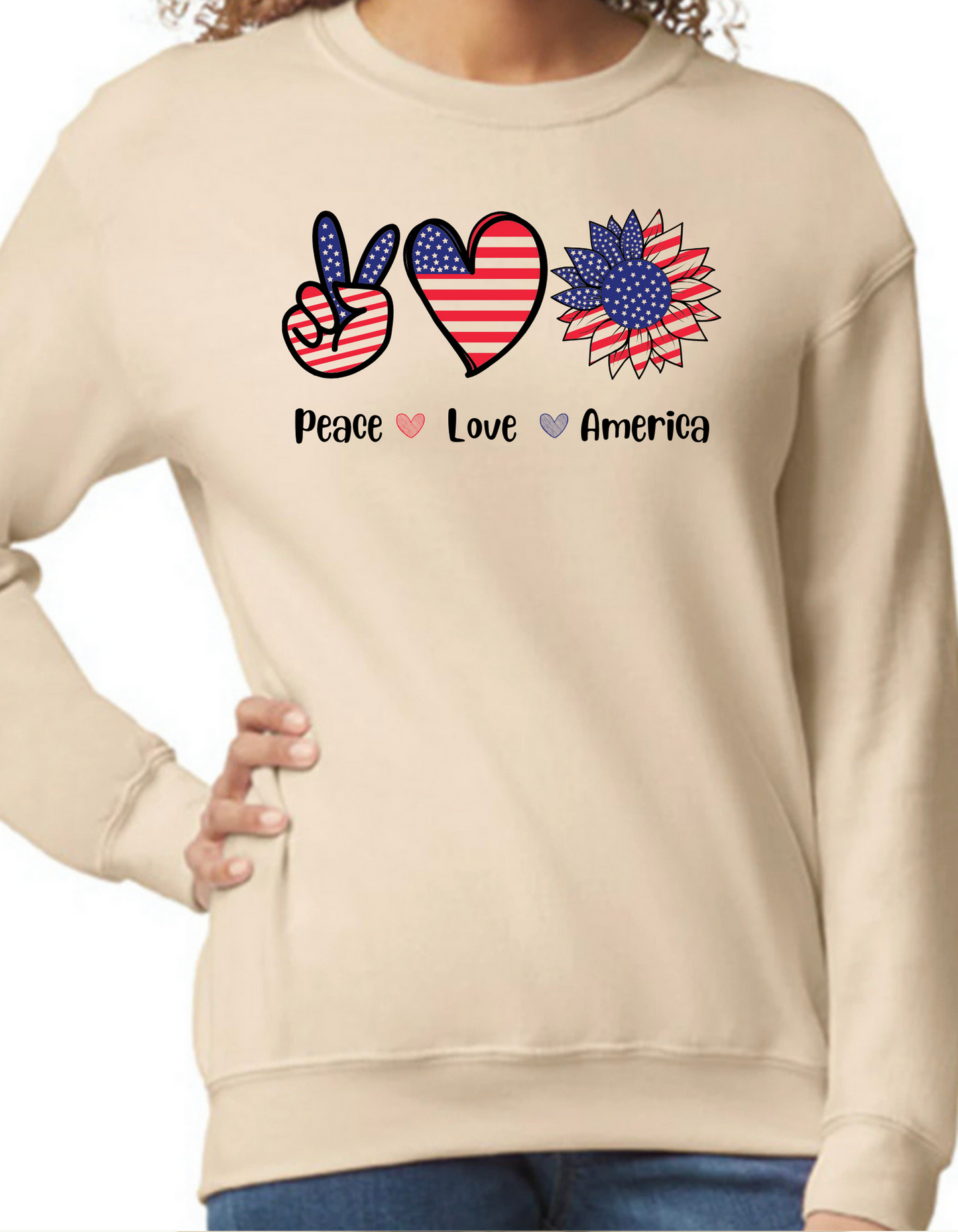 Peace, Love, America Crewneck