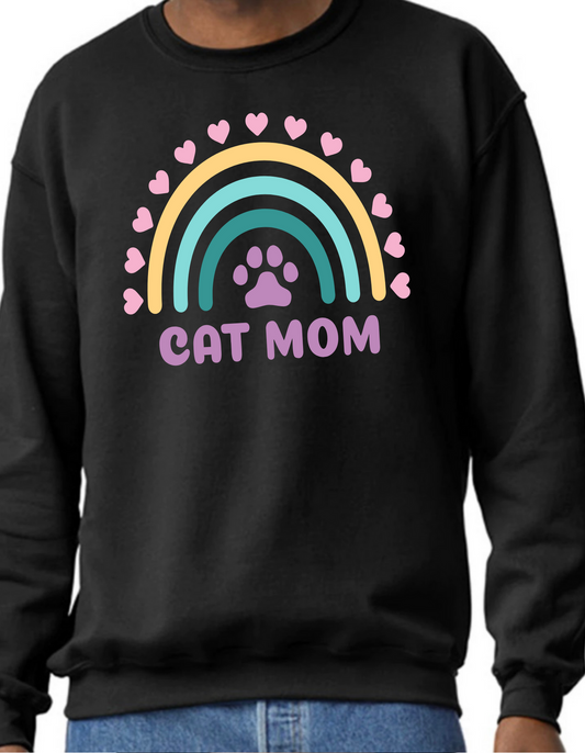 Cat Mom Rainbow Crewneck