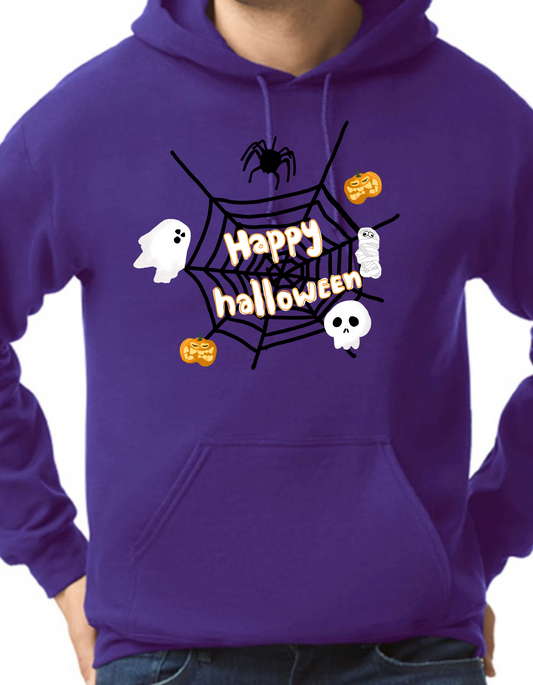 Happy Halloween Spider Web Hoodie