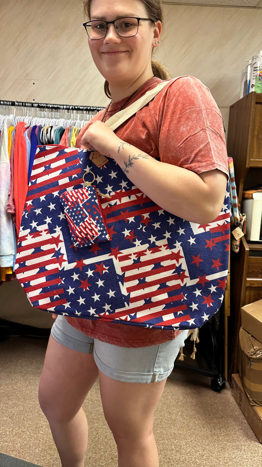 Patriotic Tote Bag with Coin Purse