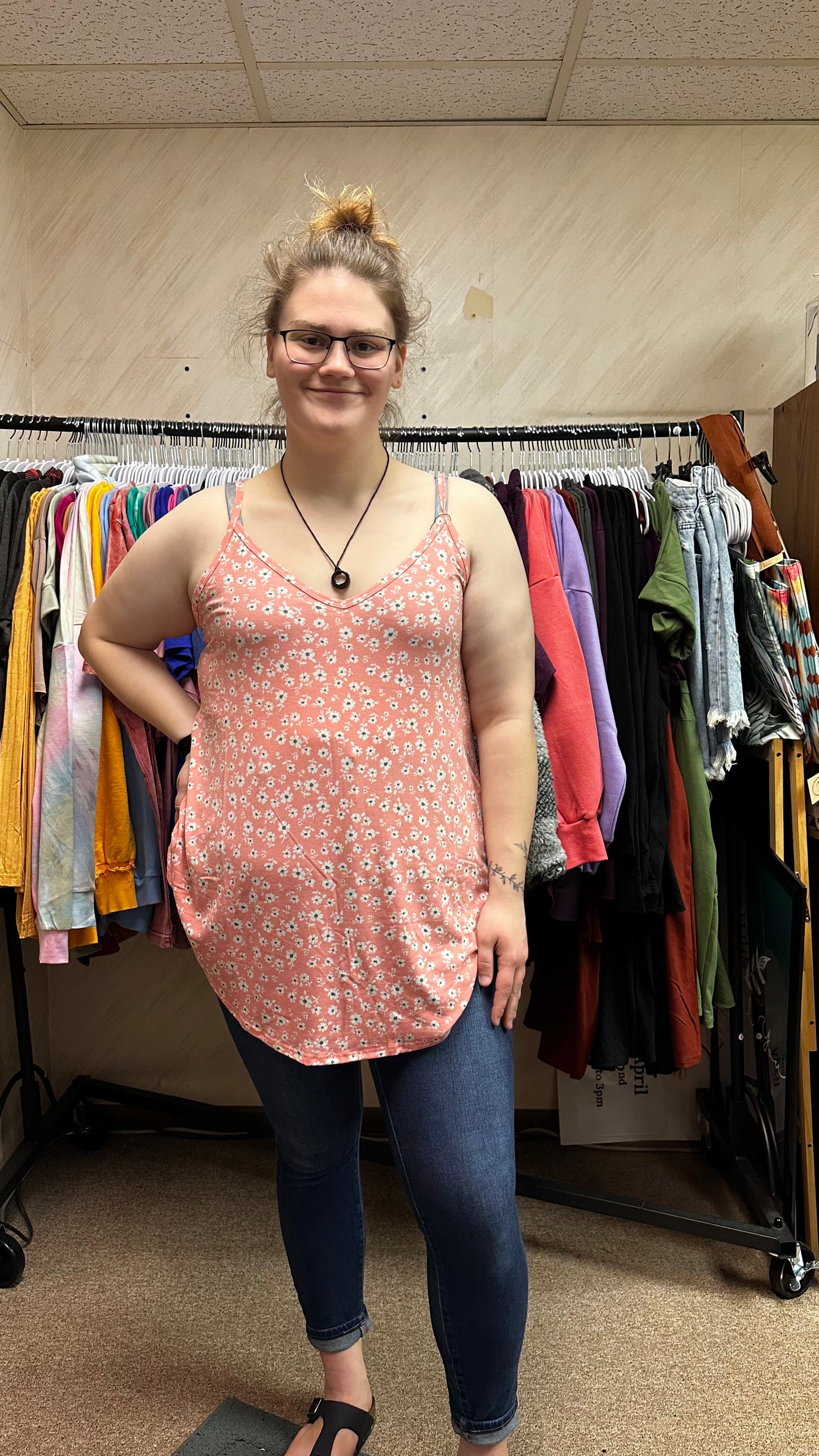 Pink Floral Tank Top