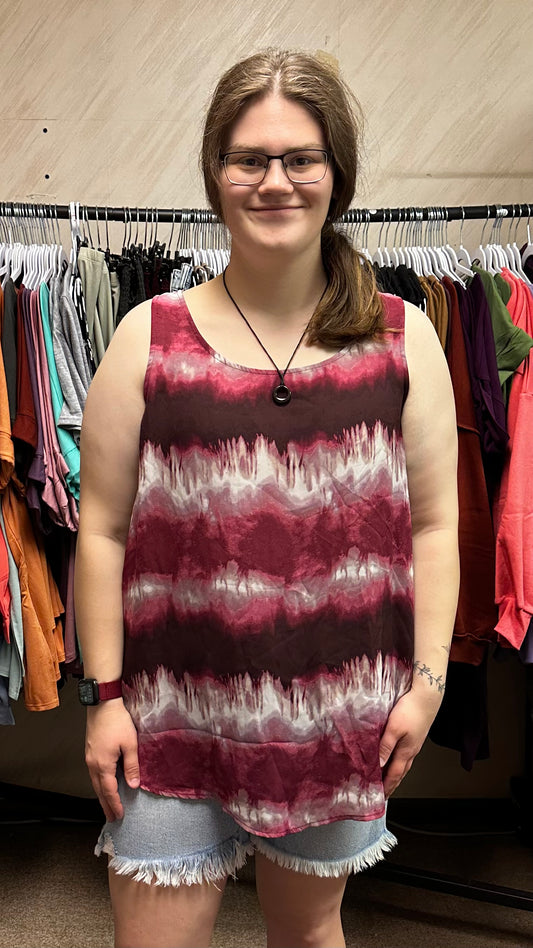 Burgundy Tie Dye Tank Top