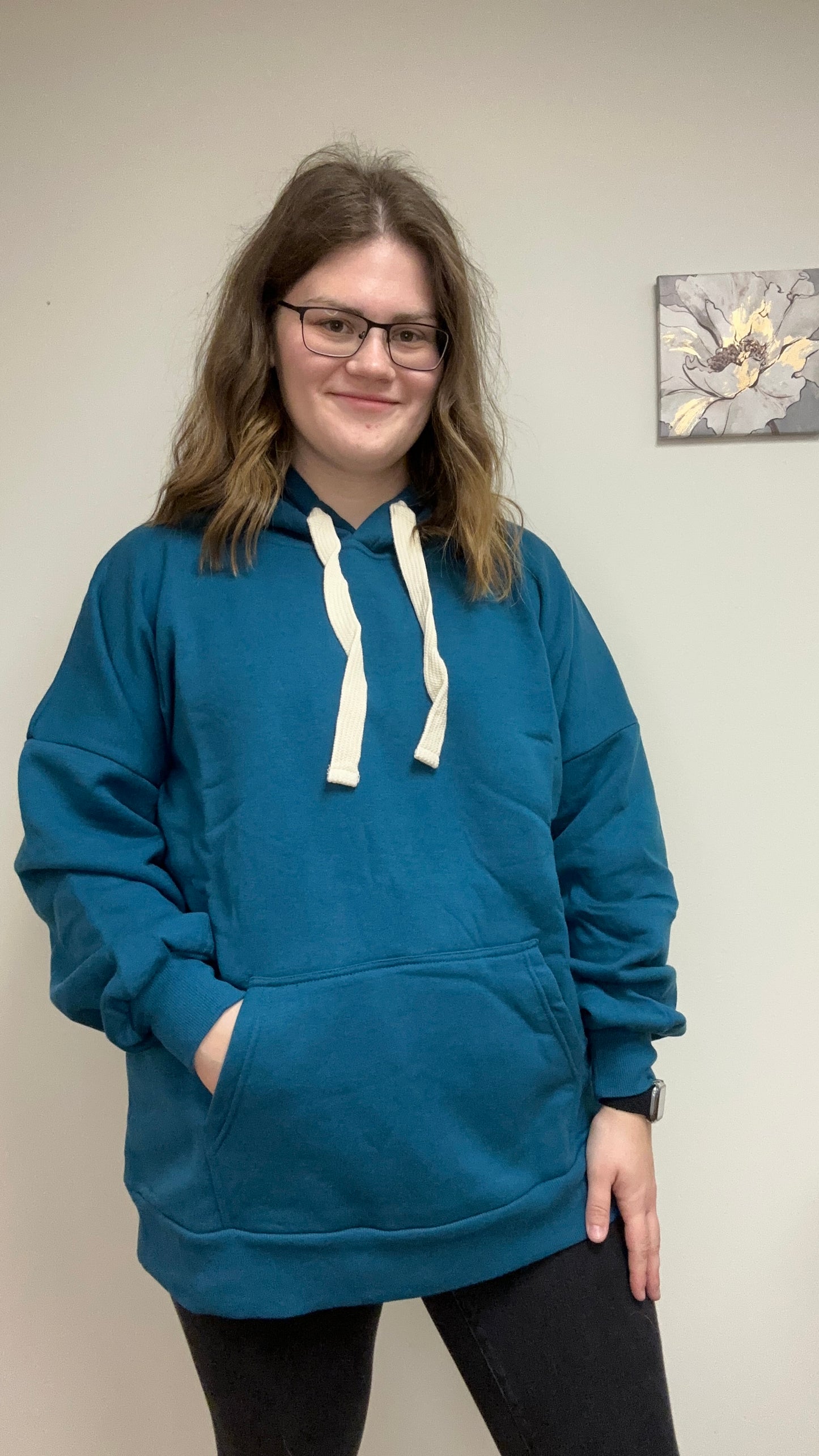 Teal Drawstring Hoodie Plus